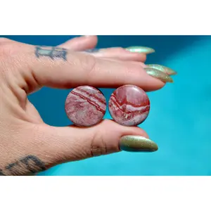 Red Zebra Jasper Stone Double Flare Plugs
