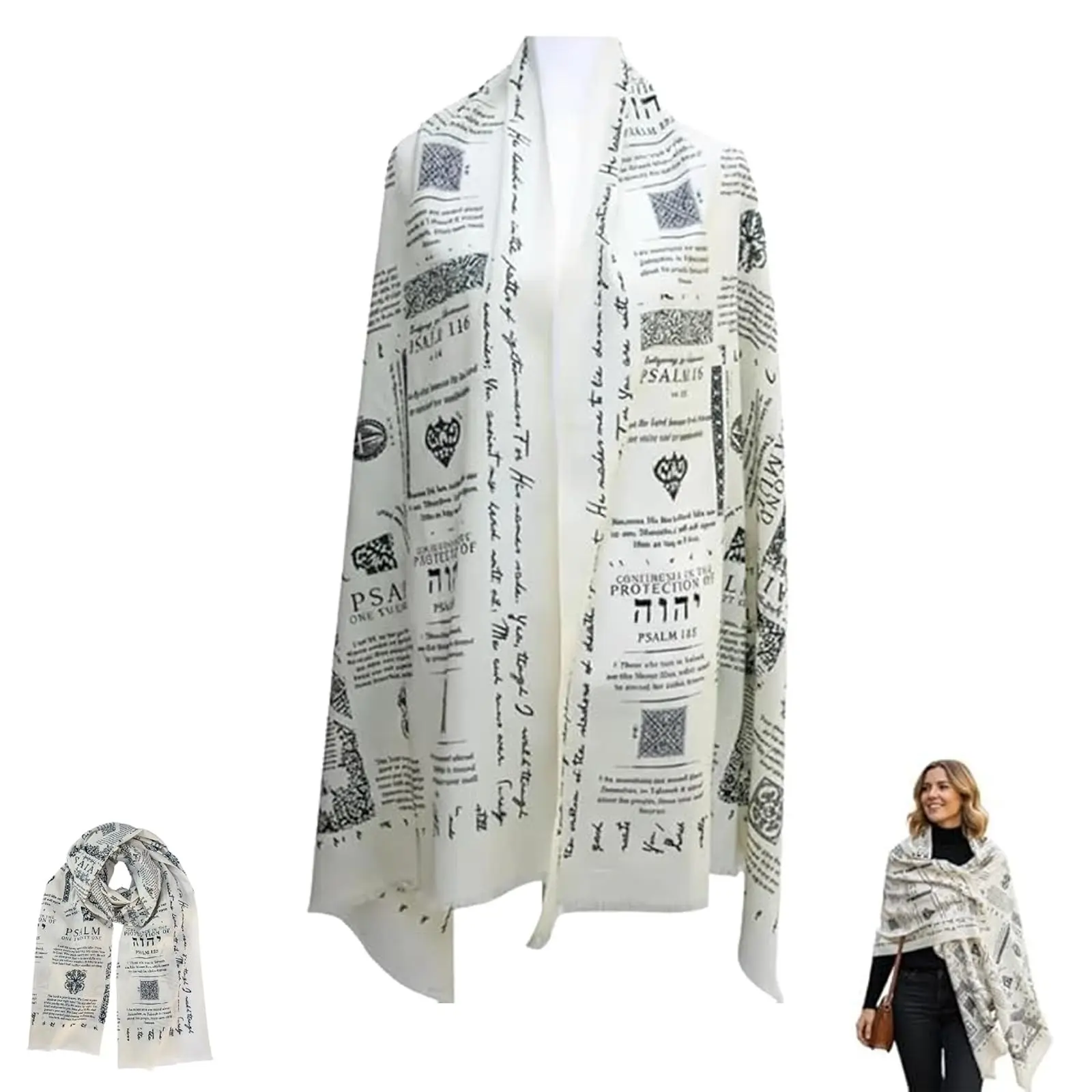 Handmade Christian Prayer Shawl Set, Soft Warm Shawl, Bible Verse Protection Scarf, Jesus Inspirational Text Wrap, Soft Cotton Blanket