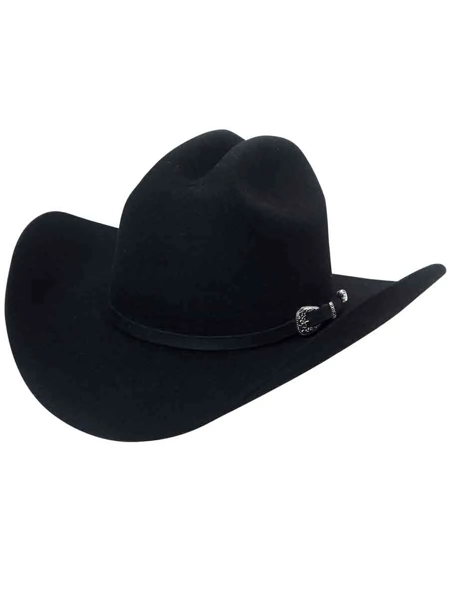 Black 50X Wool Cowboy Hat with Iconic Sebastian Crown - Western Clothes Accessory for Charro Events & Everyday Wear, Model 25650, El General, Wool Material, Ethnic