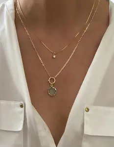 Birthstone Charm Necklace, Paperclip chain necklace, charm holder Necklace, Gold necklace, Sterling silver Necklace, Gift for her, Dainty