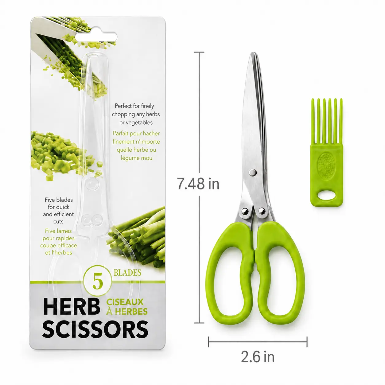 Stainless Steel Kitchen Scissors - 5-Layer Edge Multi-Blade, Rust-Proof Herb Shears, Durable Easy-Clean Kitchenware for Quick Cooking Prep, Ideal Birthday/Christmas Gift (1 Count)