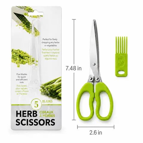 Stainless Steel Kitchen Scissors - 5-Layer Edge Multi-Blade, Rust-Proof Herb Shears, Durable Easy-Clean Kitchenware for Quick Cooking Prep, Ideal Birthday/Christmas Gift (1 Count)