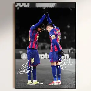 Lamine Yamal & Raphinha Poster, Signed Football Poster (Frame Not Included)