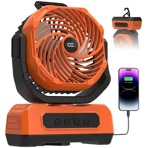 20000mAh Rechargeable Camping Fan with RGB Light, Portable Battery Powered Outdoor Fan with Remote & Oscillating, 4 Speed for Tent Travel Power Outage