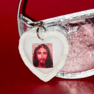 Charm is Deceptive The Redeemer Jesus Face Denim Bag Charm – Purse Charm Accessory
