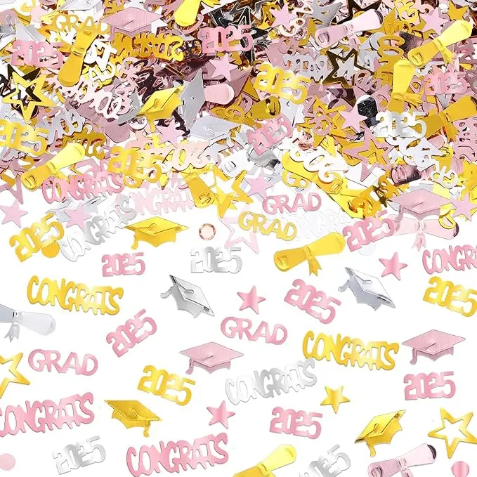 3000 Pieces 2025 Graduation Confetti Class of 2025 Graduation Party Decorations Graduation Diploma Confetti Decorations for Grad Anniversary Party(gold, Silver, Rose Gold, 2025 Style)