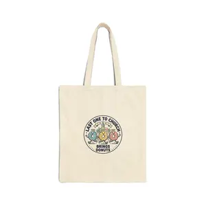 Last One to Church Donuts Tote, Christian Memes | Church Camp Retro Faith Humor
