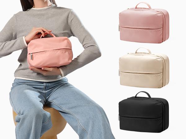 Mexs Travel Cosmetic Bag 5.5L Women Portable Makeup Case Organizer Wide-open Toiletry Pouch for Cosmetics Toiletries