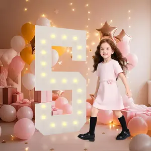 4FT Light Up Numbers, Marquee Numbers 4 Feet Tall Giant Number 5 Big Number Sign for 5th 15th 50th Birthday Backdrop Anniversary Decorations, Pre-Cut Large Frame