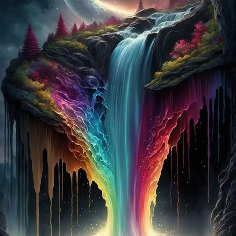 Rainbow Waterfall Pattern DIY Diamond Arts Colorful Painting Kit without Frame, DIY 5D Diamond Arts Colorful Painting Kit, Wall Art Decor for Home