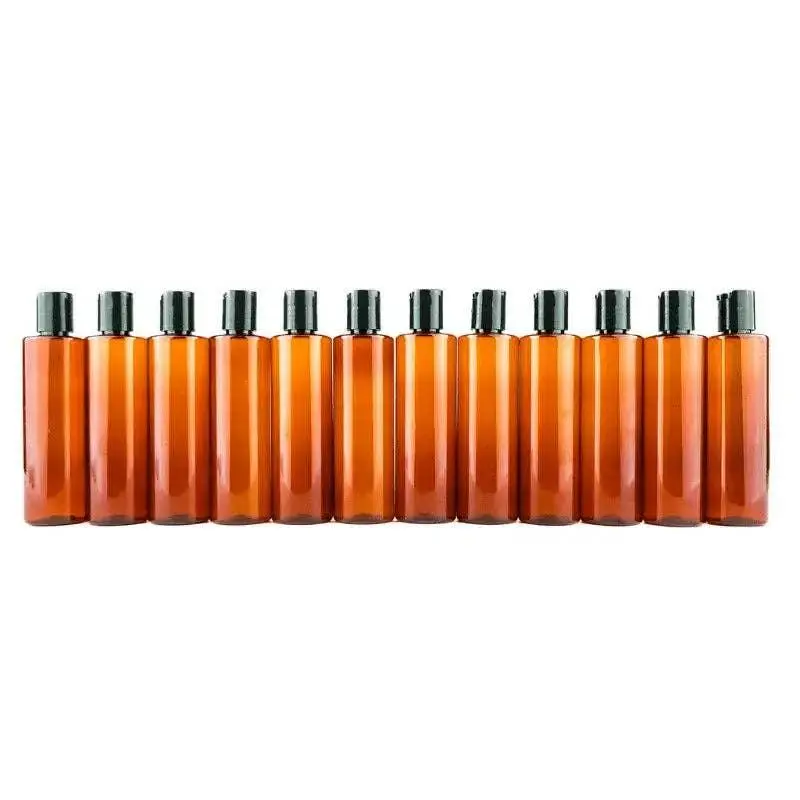 Light Plastic Amber Bottles, 12-Pack 4 oz Containers for DIY Candle & Soap Making