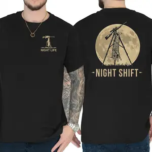 Night Shift Coyote Hunting T-Shirt, Moonlight Hunter Graphic Tee, Funny Night Hunting Shirt, Predator Hunter Gift, Unisex Menswear Top