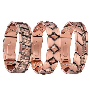 Feraco Copper Bracelet for Men, Unique Scale-Link Design, 3X Ultra Strength Magnetic  Bracelet, 99.99% Pure Copper with 3800 Gauss Magnets, Adjustable Fit
