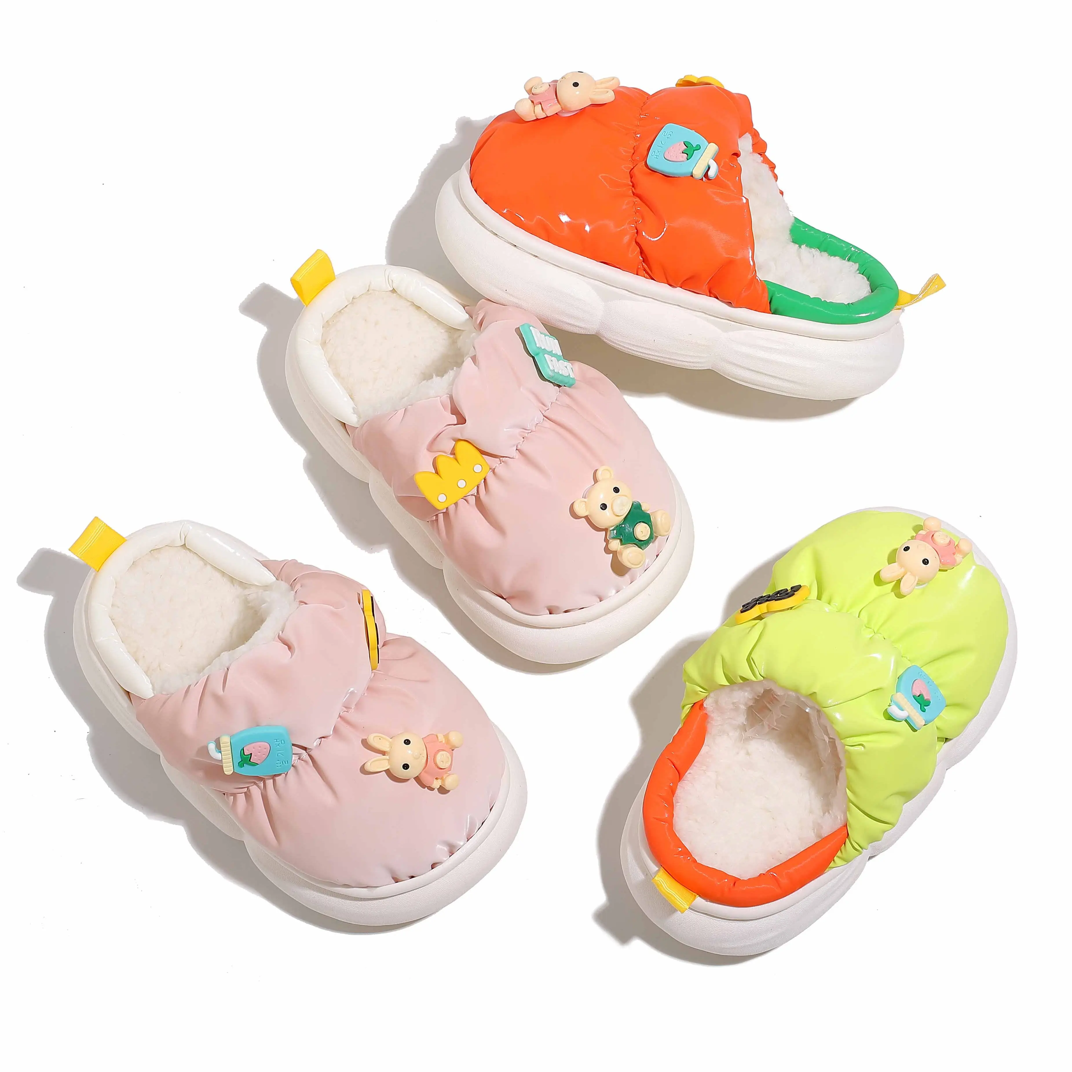 Kids' Quilted Animal Theme Critter Print Puffer Slippers - Snug Fit, Cushioned, Warm Non-Slip Indoor Winter House Shoes for Toddlers with Safety Soles, Snug Fit Slipper, Cushioned Slippers