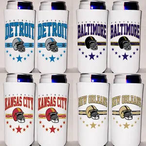 Football All Team Can Cooler, Slim Can Koozie for Football Fans, Retro Team Drink Sleeve, Gameday Tailgate Beverage Holder, Sports Fan Gift