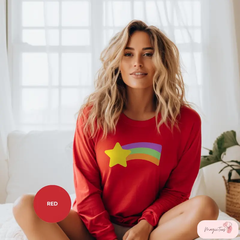 Mabel Long Sleeve Mabel Rainbow Star Shirt for Cartoon Fans Colorful Star Design Mabel Costume Sweater Perfect Gift for Her Mabel Sweater