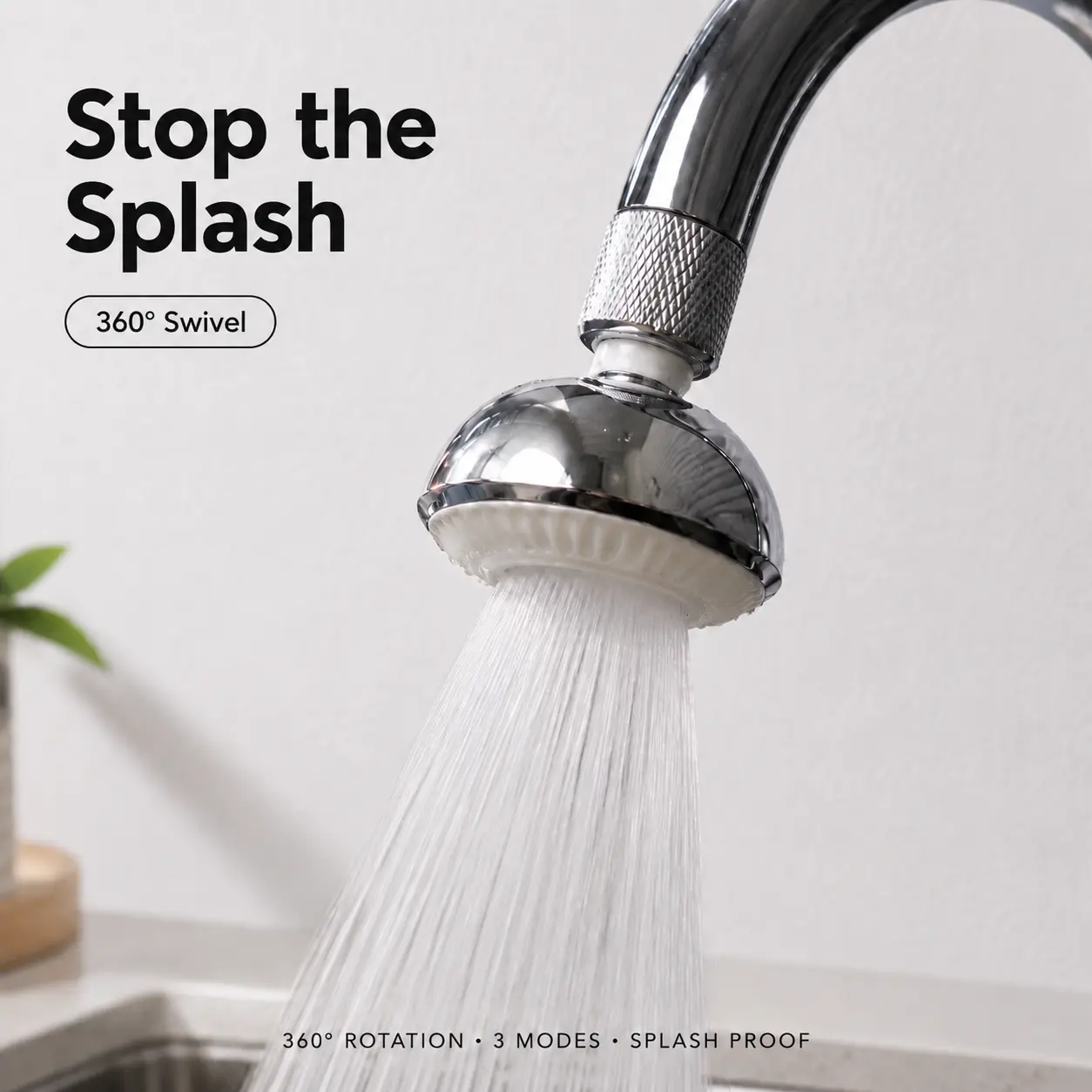Kitchen Faucet Sprayer Attachment, Anti-Splash 3-ModeSwivel Faucet Extender with Wide Spray Area, 360o RotatingFaucet Aerator, Faucet Head Replacement for Kitchen & Bathroom, 55/64"' Female Thread rotatable aerator extension standard all-angle control