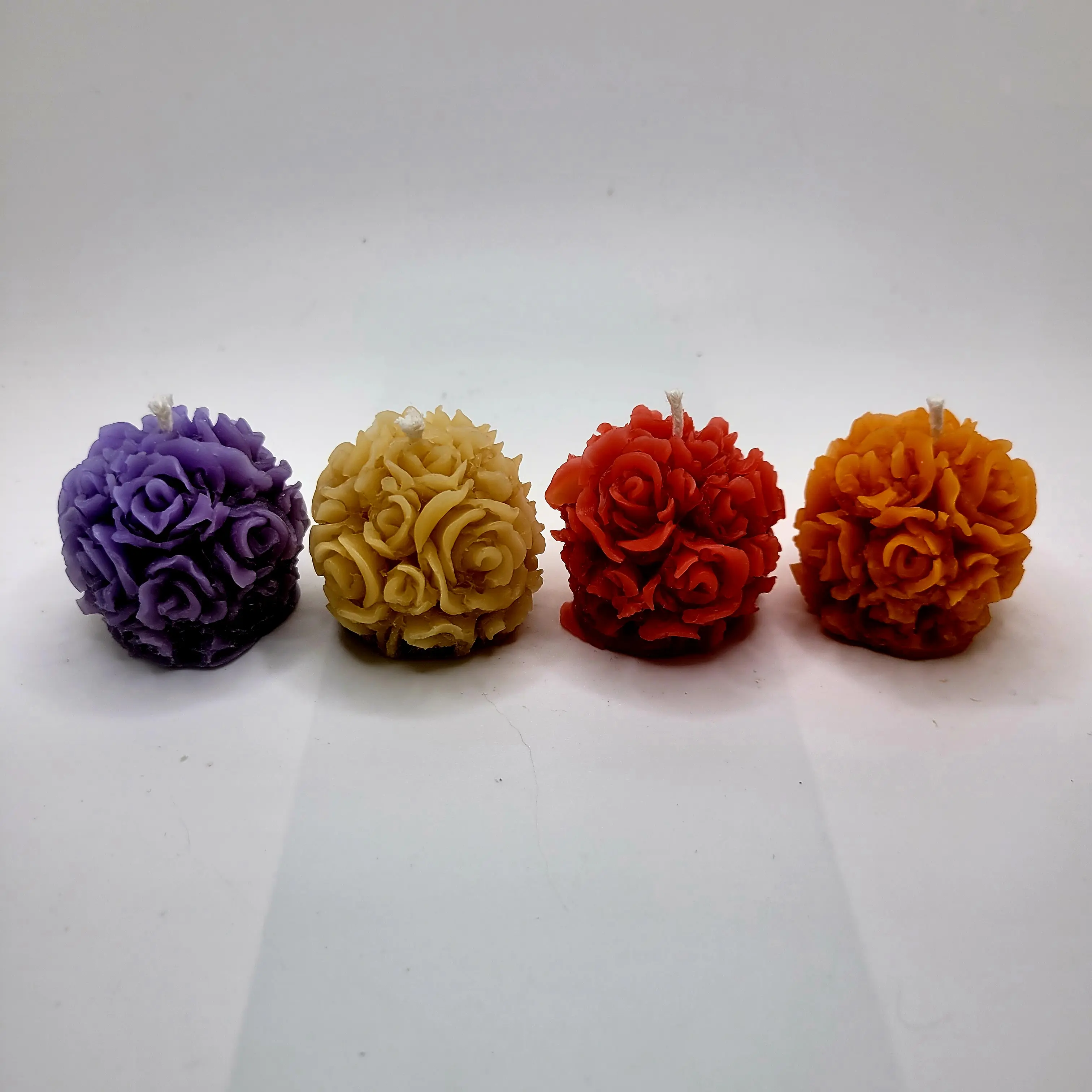 Mini Rose Orb Beeswax Candles - Natural, Non-Toxic, Sustainable, Hypoallergenic, Clean Burning, Long Lasting
