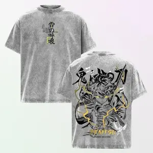 Limited Edition Thunder Breathing Zenitsu Agatsuma T-Shirt Demon Slayer Anime Graphic Tee Oversized Acid Washed Soft Cotton Men Shirts Anime Streetwear Casual Menswear Unisex Apparel Gift for Anime Fans Demon Slayer Merch