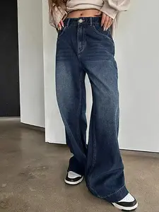 Vintage Wash Wide Leg Jeans