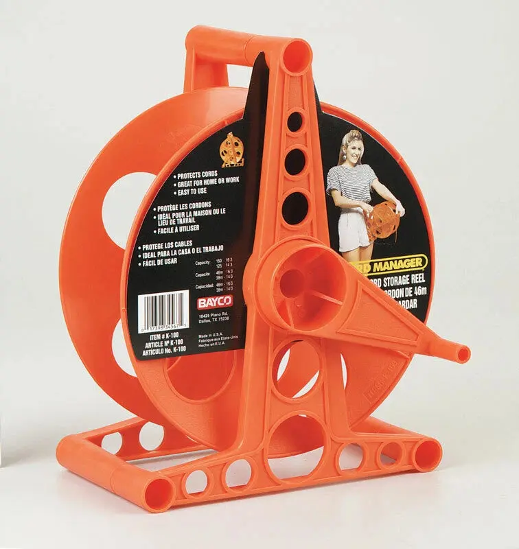 Bayco Kord Manager 150ft Cord Storage Reel, Plastic, with Handle K-100 USA