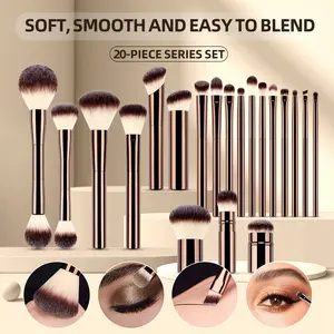 1pcs/8pcs/20pcs Makeup Brush Set, Champagne Color Powder Brush Blush Eyeshadow Brush Dual-Ended, Beauty Tool Kit for Women, Cosmetic Brush Set