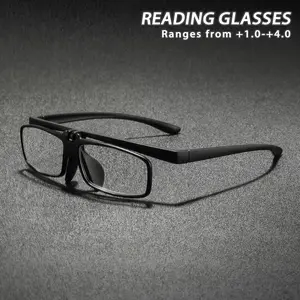 Men's New Stylish Durable Foldable Reading Glasses with Spring Hinge, European and American Large Frame Design for Business & Daily Commute