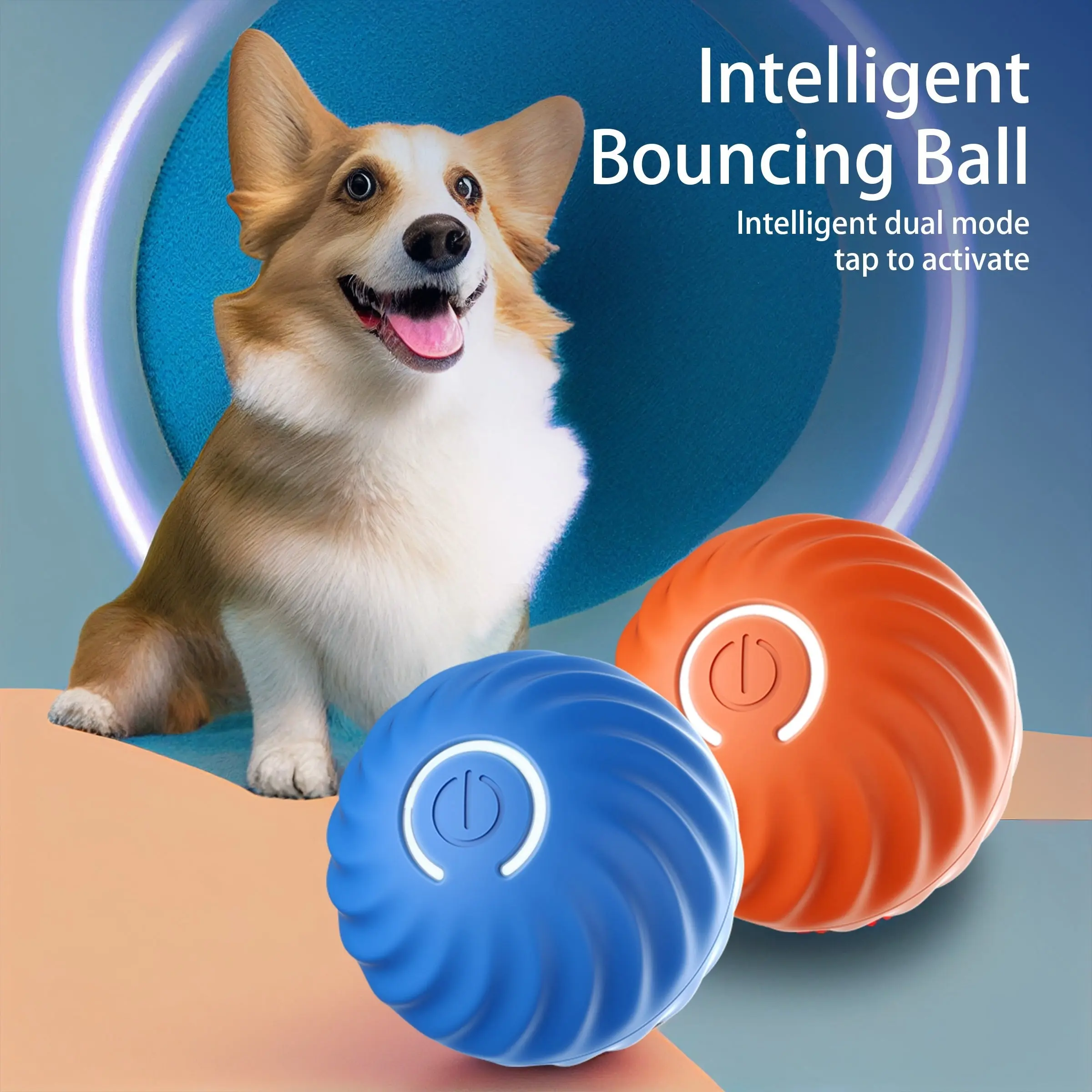 Smart Bounce Dog Chase Toy - Rechargeable Interactive Tough Mode for Puppy Essential Squeaky Playtime Fun Motion toys