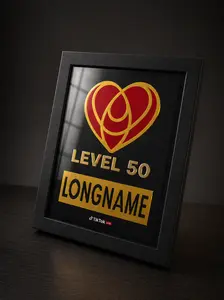 Level 50 Team Member Super Fan Heart Me Plaque Award - Customizable Heart Emblem Pop Lettering TikTok Live Creator Gift Frame
