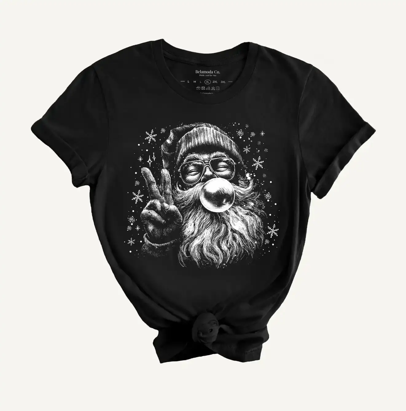 Vintage Bubble Gum Santa Black Graphic Tee
