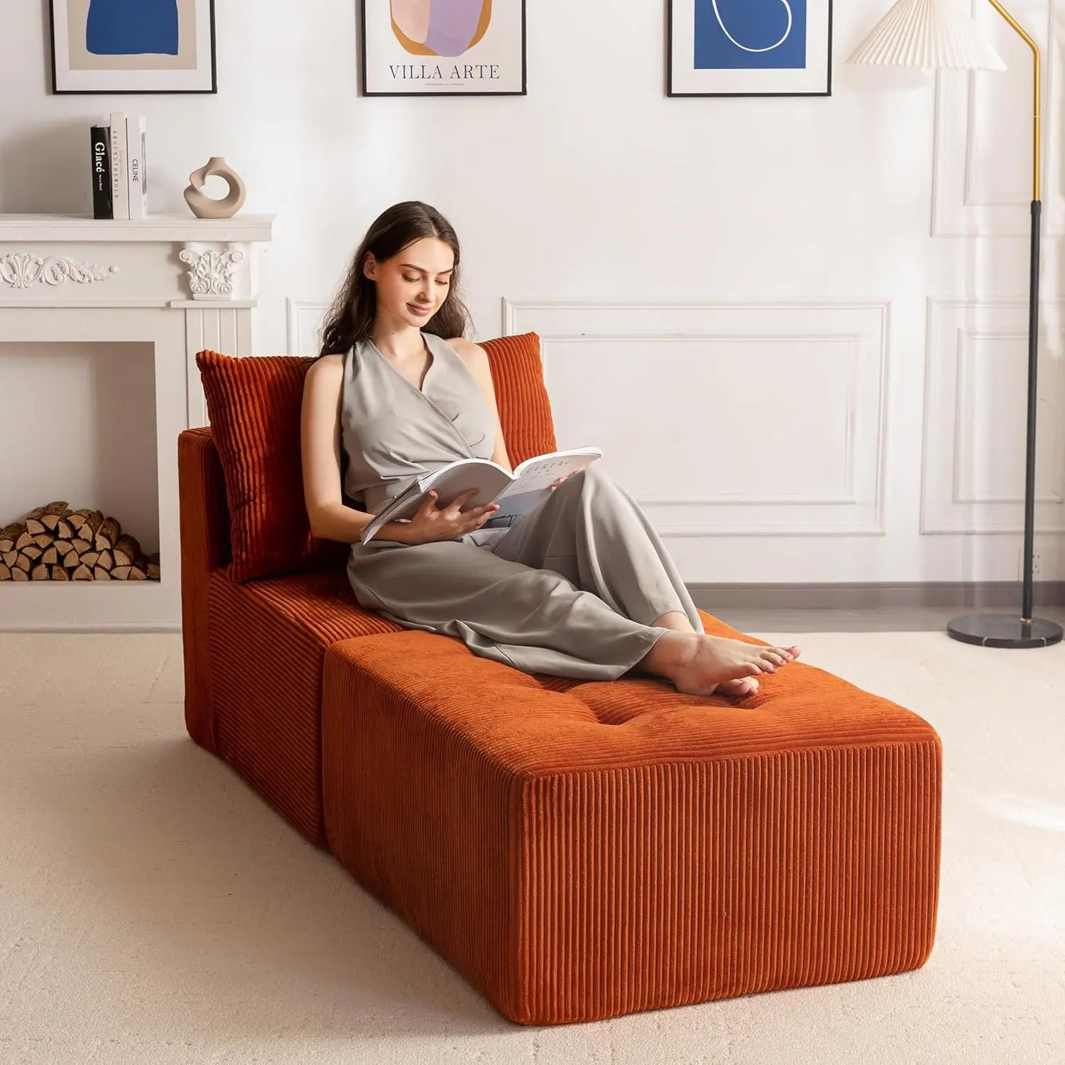 Orange-single+Ottoman