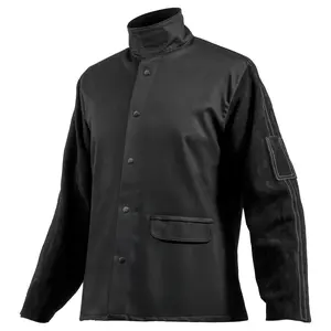 VEVOR Flame-Resistant Welding Jacket L Size Heavy Duty Cowhide Leather & 9oz FR Cotton