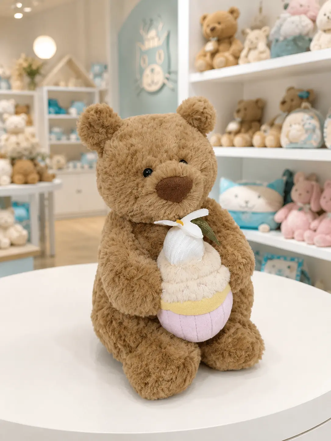 Jellycat Bartholomew Bear Holding Cupcake Plush with Gift Bag, Adorable Soft Teddy Bear Stuffed Toy, Sweet Birthday Present for Kids, Teens & Plush Collectors
