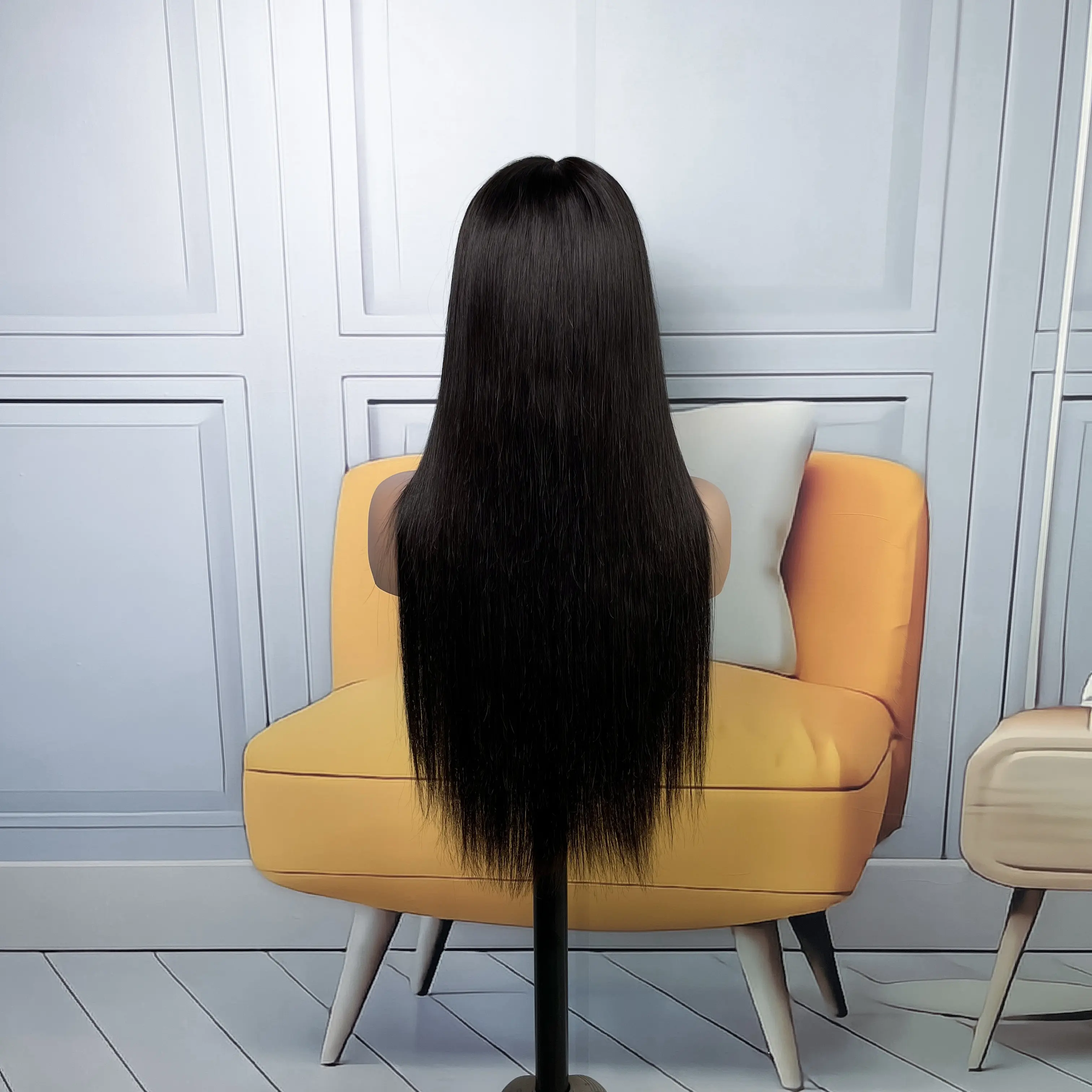 Human Hair Frontal HD Lace Wig - Bone Straight 7x5 3D Cap, 21.5 In, Glueless HD Wigs, Wear Go, Pre-Cut, Pre-Bleached Knots, 200% Density Raw Hair for Daily Wear, Human Hair Wigs