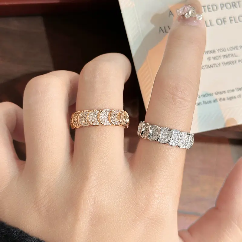 Elegant Copper Coin Zircon Ring, Light Luxury, Niche, Exquisite Design, Fashionable Index Finger Ring