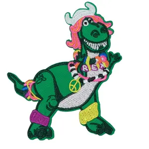 Cute Colorful Dinosaur Embroidered Patch, Back Adhesive Iron-On, Suitable for Clothes Jackets Hats Accessories, 1 Piece