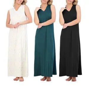 Real Essentials 3 Pack: Women's Soft Tank Nightgown Sleeveless Nightshirt Sleep Dress (Available In Plus Size)