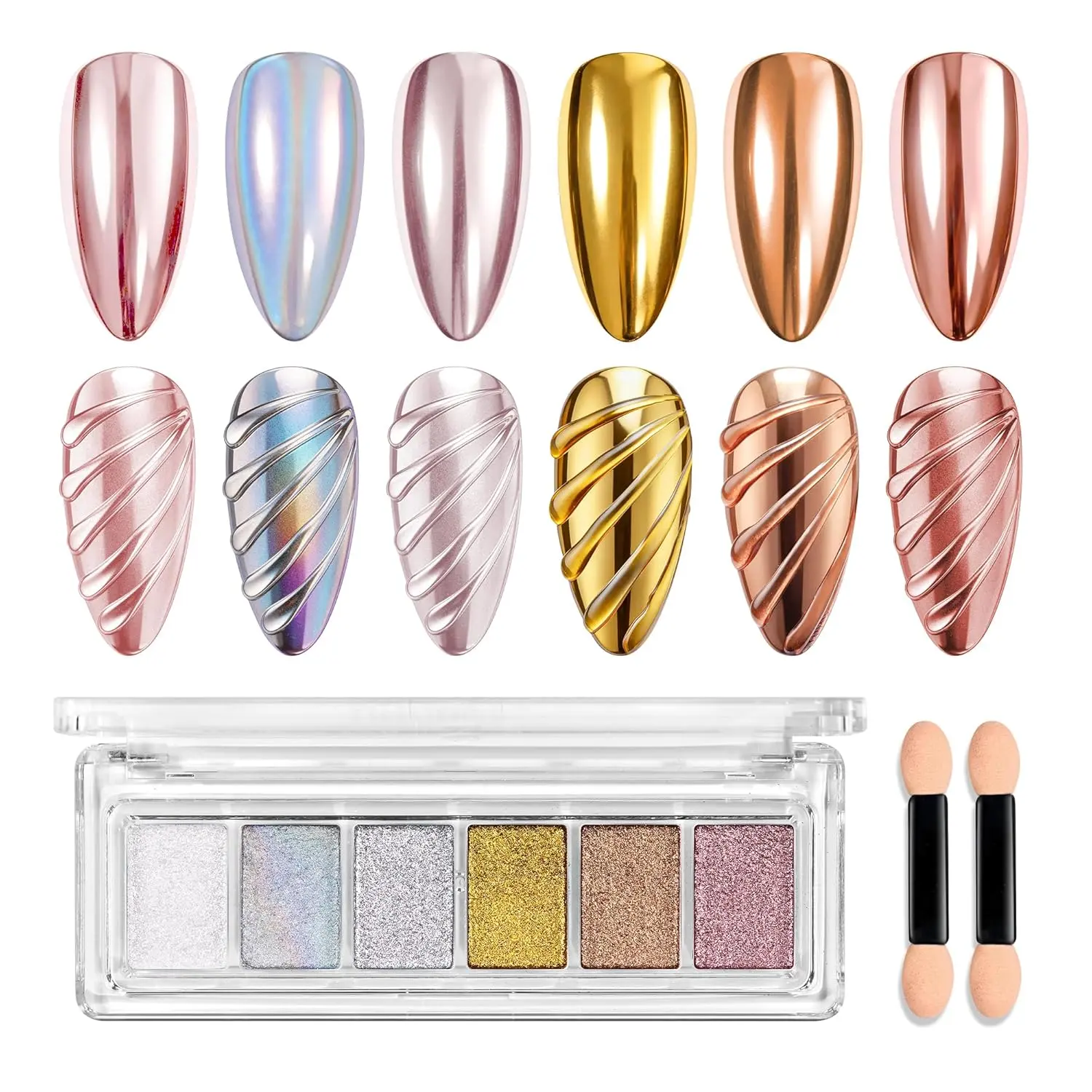 0.5g*6 - 6 Colors Metallic Chrome Nail Powder