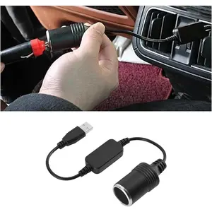 Car Cigarette Lighter Socket, USB A Male to 12V Cigarette Lighter Female Power Converter, Auto Cigarette Lighter Socket Cable Adapter, Fit for Car Recorder, Electronic Dog