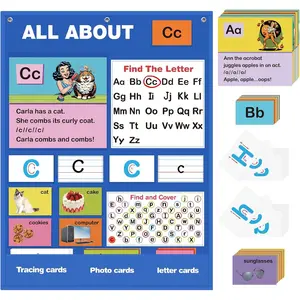 Alphabet Learning Pocket Chart, Alphabet Wall Chart for Toddlers 1-3, Handwriting Practice Letter Tracing for Circle Time Learning Center, Preschool Classroom Must Haves Extra Large 35 x 27 Inch
