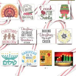 Festive Christmas Aprons Polyester "Christmas Baking Crew" Gift Kitchen Comfortable