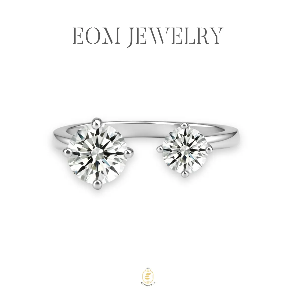 Moissanite 1.5ct Twin Flame Eternity Open Ring Silver-Plated Toi et Moi Ring Jewelry Wedding Engagement Anniversary Valentine's Day Birthday Gift Daily Wear