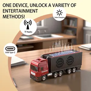 Music Express Semi Truck Portable Wireless Speaker WS-691 Solar Charging Outdoor FM Radio Sound System for Universal Cell Phone & Smartphone Compatibility Compact & Lightweight