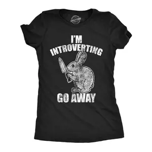 Womens Funny T Shirts Im Introverting Go Away Sarcastic Anti Social Tee For Ladies Funny Womens T Shirts Cute Vintage Fashion Casual Ladies T-Shirt Gift Funny Introvert Top Women's Novelty Tees Black -