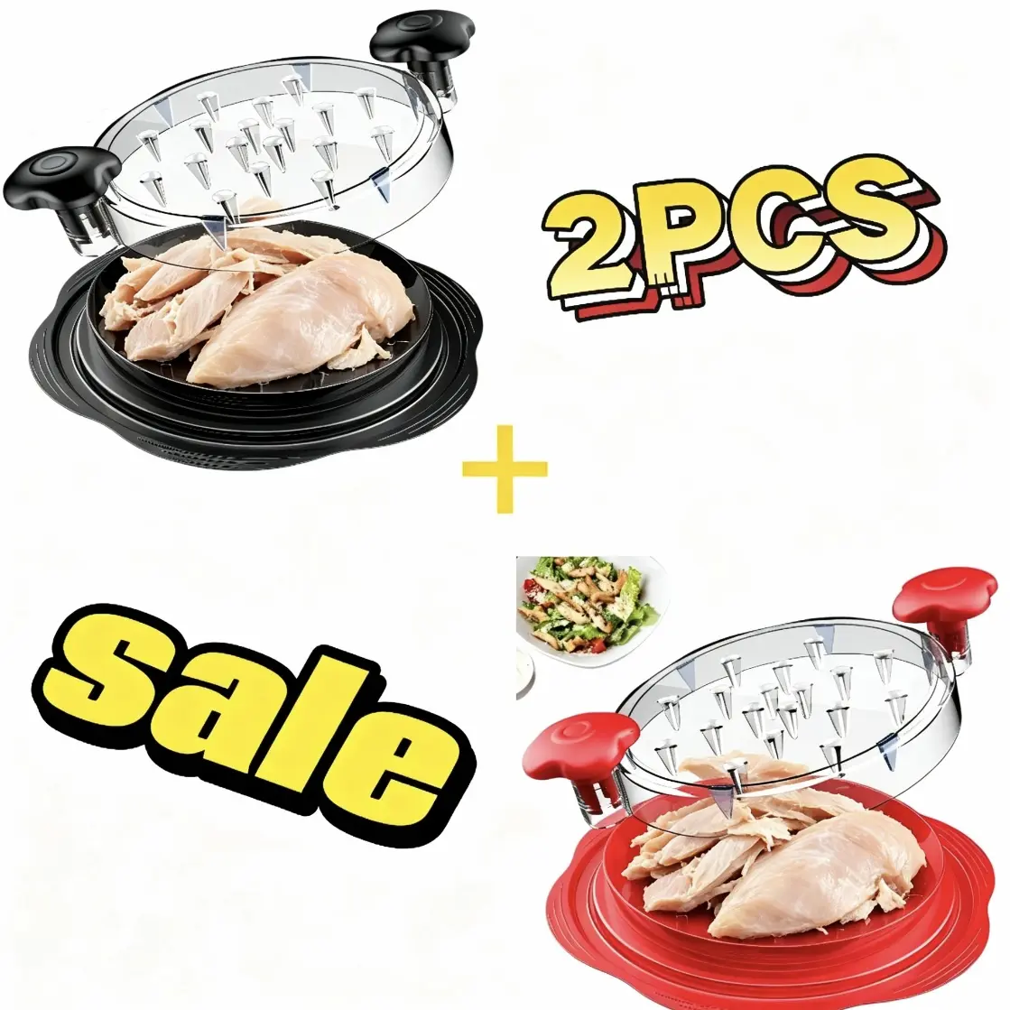 Large Capacity Chicken Shredder Machine - 2 Pieces Kitchen Tool for Meat & Poultry Meal Prep, All Ages Utensil with Visible Shred Twist Design, Anti-Slip Strips, Ergonomic Handle, Included Brush for Effortless Shredding, Brush Included
