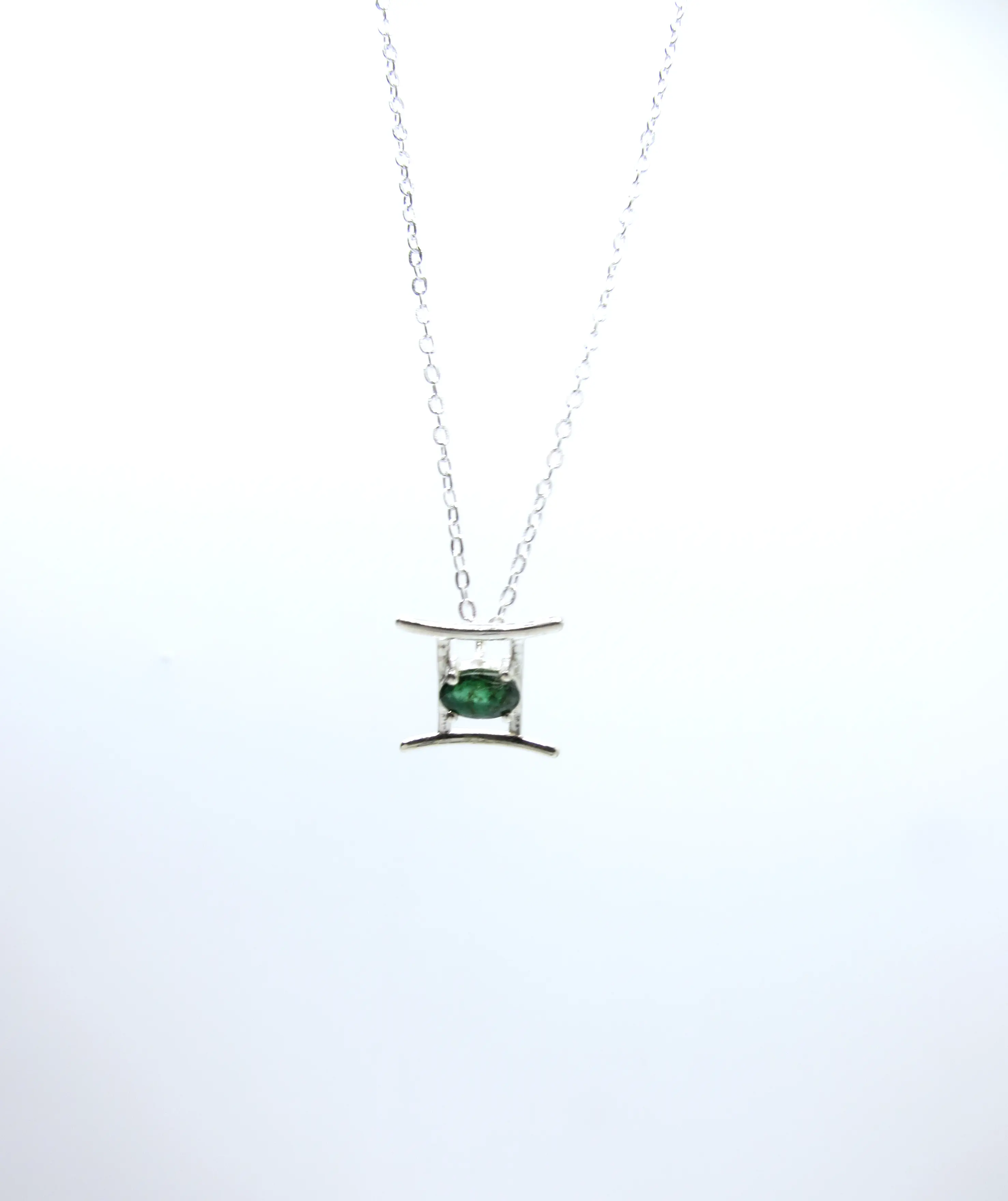 Gemini Zodiac Pendant - Emerald – Sterling Silver
