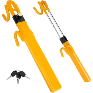 Heavy-Duty Steering Wheel Lock – Anti-Theft Car Security Device Adjustable Locking (4.9"-13.0"), with 3 Keys, for Cars, Trucks, SUVs (Yellow)