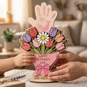 Custom Mother’s Day Handprint Flower Sign *PAINT IS NOT INCLUDED️*, DIY First Mother's Day Handprint Sign, Gift for Mom with Child’s Print, Gift for Mom, Mother's Day Gift