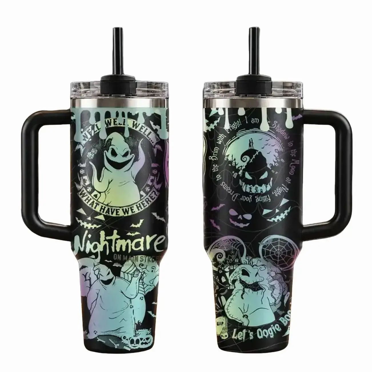[Gift box and straw] V2 Oogie Boogie Halloween Horror Tumbler 20oz, 40oz Stainless Steel Tumbler With Handle and Straw  Double Wall Vacuum Travel Mug, Witch Magic Potion Design Coffee Cup
