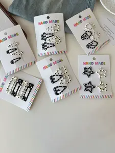 Cute Polka Dot Pattern Hair Clips, Casual Simple Heart & Star Design Hair Accessories for Women & Girls, Minimalist Headwear Suitable for Daily and Casual Use